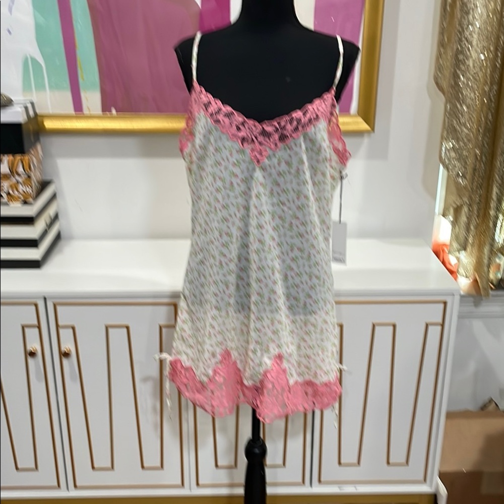 Betsey Johnson Floral Lace Trim Slip Dress